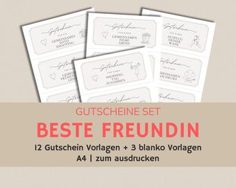 Best friend gift | Girlfriends gift | Gift for a good friend | Time instead of stuff vouchers | Print voucher template
