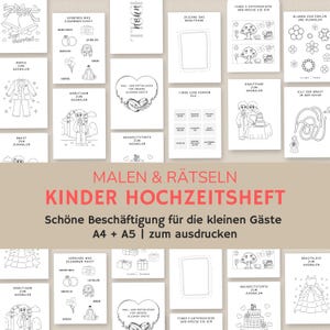 Folleto de boda infantil | Libro para colorear de bodas para niños en alemán | Libro para colorear de boda niños | a4 a5 pdf | imprimir