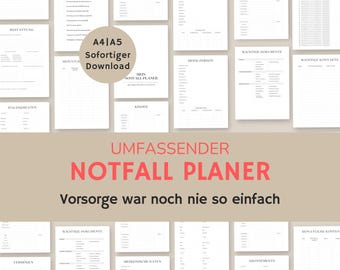 Notfallplaner deutsch | Vorsorgeplaner | Notfallordner | a4 a5 pdf | zum ausdrucken