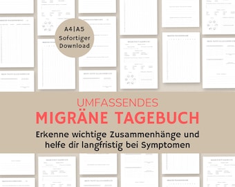 Migraine tracker | Migraine diary | Headache calendar | Headache diary German | a4 a5 pdf | to print
