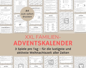 Advent calendar for the whole family | 72 games and activities to enjoy together | Family time during Advent with children | Printable PDF
