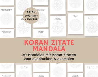 Islamic mandalas to print | Coloring book Islam | Ramadan mandala pdf | Koran quotes | Koran verses German | A4 A5 pdf