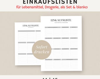 Print shopping list | Shopping list | Weekly shopping list | Food & drugstore | German | A4 A5 PDF