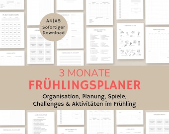 Spring planner German | Spring journal | Spring cleaning | Spring bucket list | Spring savings challenge | a4 a5 pdf | to print