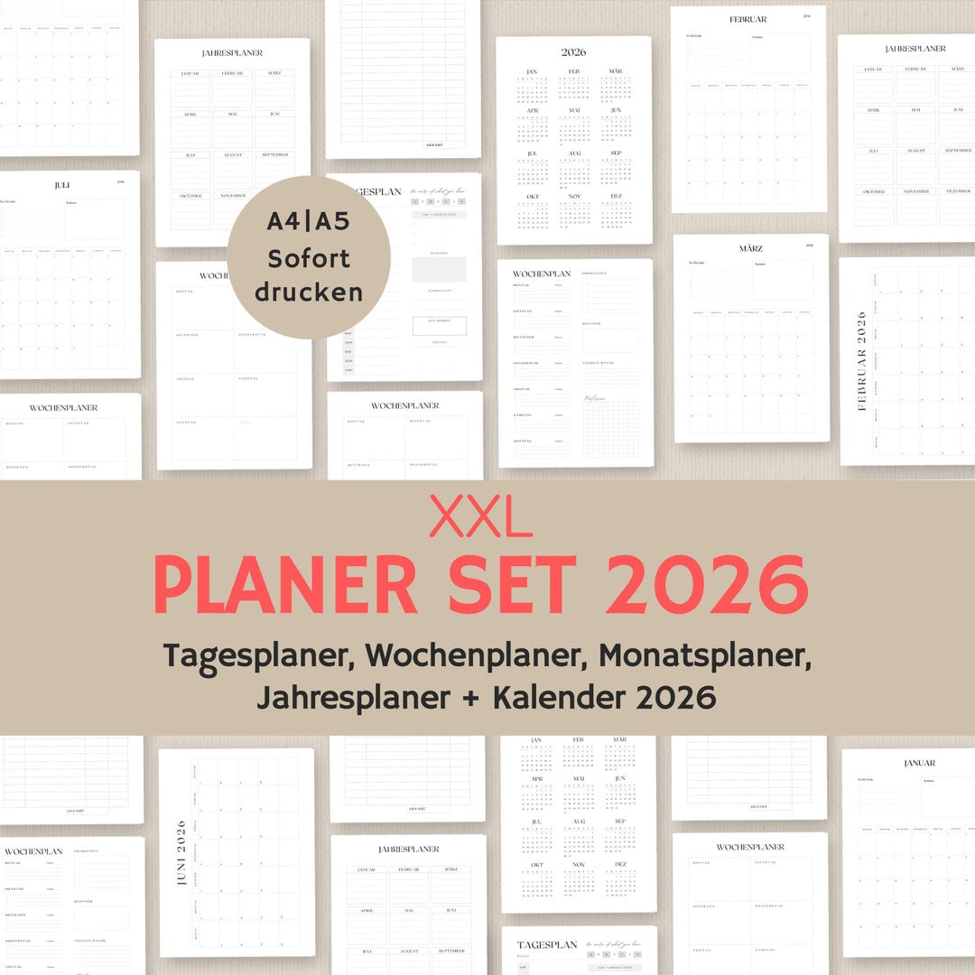Planer 2026 deutsch | Kalendervorlage 2026 | Wochenplaner | Tagesplaner