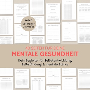 Planificador de cuidado personal | Salud mental | Diario de humor | Seguimiento del estado de ánimo alemán | Desarrollo de la personalidad | imprimir