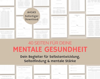 Self-care planner | Mental health | Mood diary | Mood tracker German | Personal development | to print
