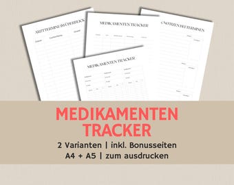 Medication tracker | Medication plan template to print | Medication protocol | pdf a4 a5 | german