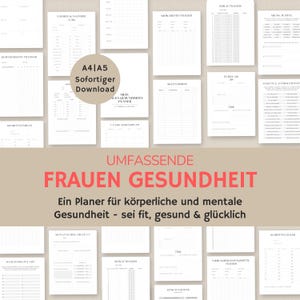 Health Planner Women | Mental Health | Health Diary | Self-Care Planner | Mood Tracker German | to print