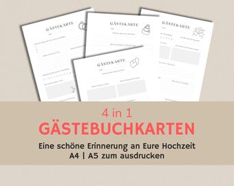 Tarjetas de libro de visitas de boda | Libro de visitas de boda para rellenar | Libro de visitas de boda | Juegos de boda | a4 a5 pdf | imprimir