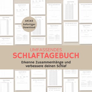 Diario del sonno tedesco | Monitoraggio del sonno | Modello di diario dei sogni | a4 a5pdf | per stampare