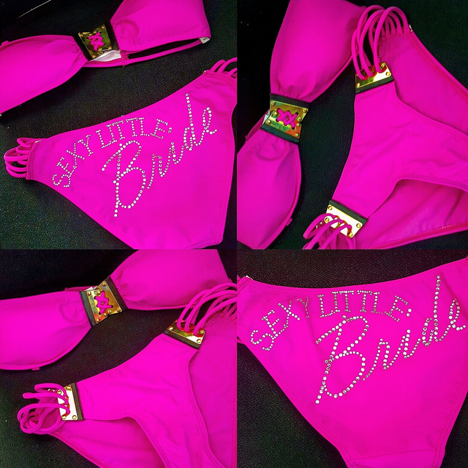 Sexy Little Bride Hot Pink Trendy Metal Bikini Bachelorette Etsy