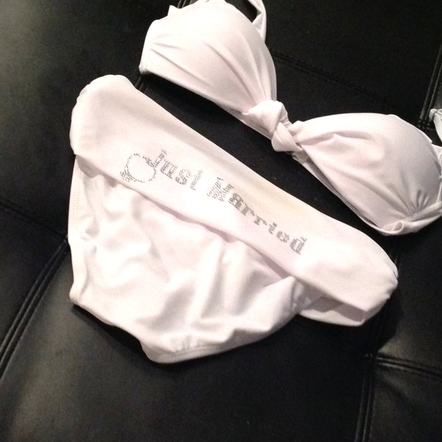 JUST MARRIED BIKINI in Rhinestones perfect Honeymoon/wedding Etsy