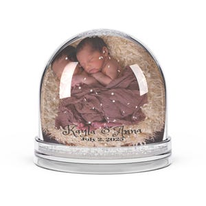 Snow Globe Baby Keepsake Ornament, Nursery Decor Gift, New Parent Christmas Decoration, Infant Shower Present, Winter Wonderland Theme