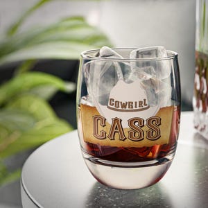 Personalized Cowgirl Whiskey Glass, Western Barware, Cowgirl Gift, Country Girl Glass, Rodeo Drinkware, Southern Cowgirl Decor