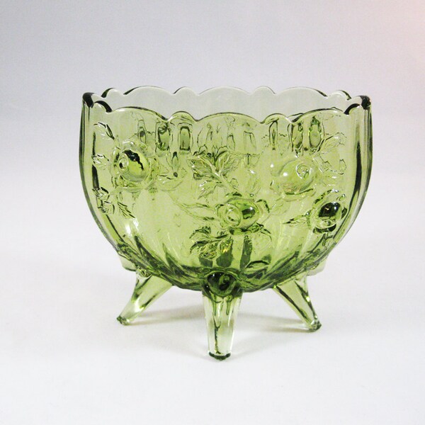 Fenton Glass Rose Pattern Oval Vase in Colonial Green