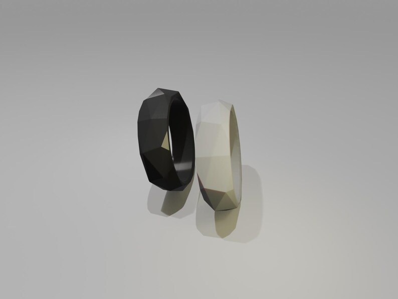 a the polygon ring... Resin Ring, Polygon Ring, Midnight Black, Milky White, Minimalist, Ring ...