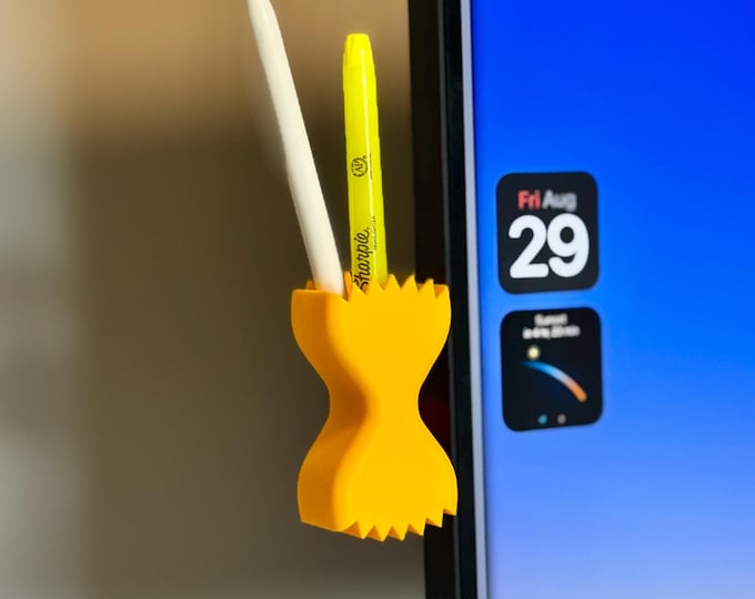 Farfalle Pasta Bow Tie Pen Holder & Mini Vase, Adhesive Desk Organizer for Monitor, Cute Noodle Home Office Decor