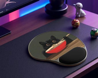 Cute Cat Mouse Pad with Wrist Rest for Home Office, Kawaii Desk Accessory, Gift for Cat Lovers, Office Supplies, Gamer Mousepad