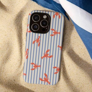 Lobster iPhone Case Fisherman Aesthetic Phone Cases Coastal iPhone 16 Case Cute Summer Phone Case Striped Nautical Protective Phone Cover
