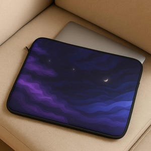 Abstract Purple Laptop Sleeve Padded Computer Bag Wavy Clouds Macbook Air & Pro Sleeve, Womens Macbook Sleeve, Lenovo Dell HP Bag Zipper