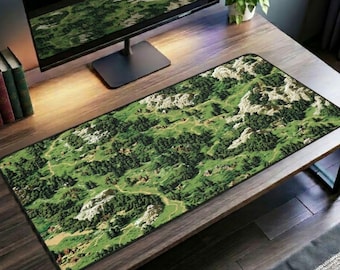 Pixel Art Schreibtischunterlage, Gaming Map Mauspad, Retro RPG Schreibtischunterlage XXL, Forest Tastaturmatte, Geschenk zum Gamer Set, Schreibtischzubehör Bürodeko