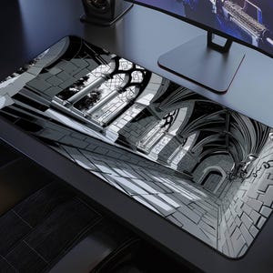 Gothic Desk Mat Gaming Castlecore Mouse Pad Black Anime Desk Pad Medieval Castel Dark Academia Desk Decor Gothic Gamer Gift Large Mouse Pad