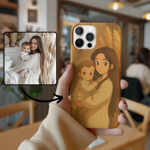 Custom Mom Phone Case Anime Family Portrait Cell Cover Personalized Cartoon Mama Phone Case iPhone Galaxy Pixel, Mom Gift, Gift for New Mom