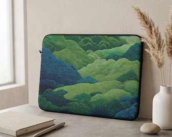 Green Forest Laptop Sleeve, Nature Landscape MacBook Case, Aesthetic Mountain Bag for Macbook Air Pro Neo 12" 13" 15" 17" 7", New Job Gift