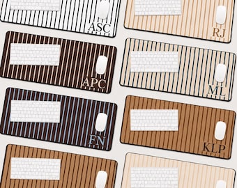 Personalized Desk Mat, Custom Monogram Desk Pad, Preppy Striped Large Mouse Pad, Coquette Office Decor, Brown Aesthetic Workspace Gift