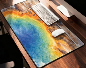 Custom Landscape Desk Mat, Nature Mouse Pad US National Park Watercolor Office Decor, Yellowstone Yosemite Niagara Falls Large Computer Mat