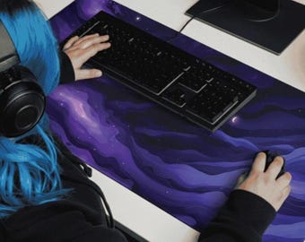 Purple Desk Mat, Celestial Moon Desk Mat, Purple Mousepad XXL, Desk Decor Desk Pad, Aesthetic Large Keyboard Mat, Abstract Gaming Playmat