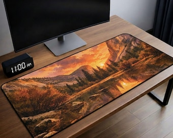 Custom Landscape Desk Mat, Nature Mouse Pad US National Park Watercolor Office Decor, Yellowstone Yosemite Niagara Falls Large Computer Mat