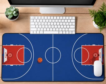 Basketball Desk Mat, Basketball Court Desk Pad, Large Mouse Pad, Keyboard Mat, Home Office Decor, Sports Fan Gift for Him, Coach Gift