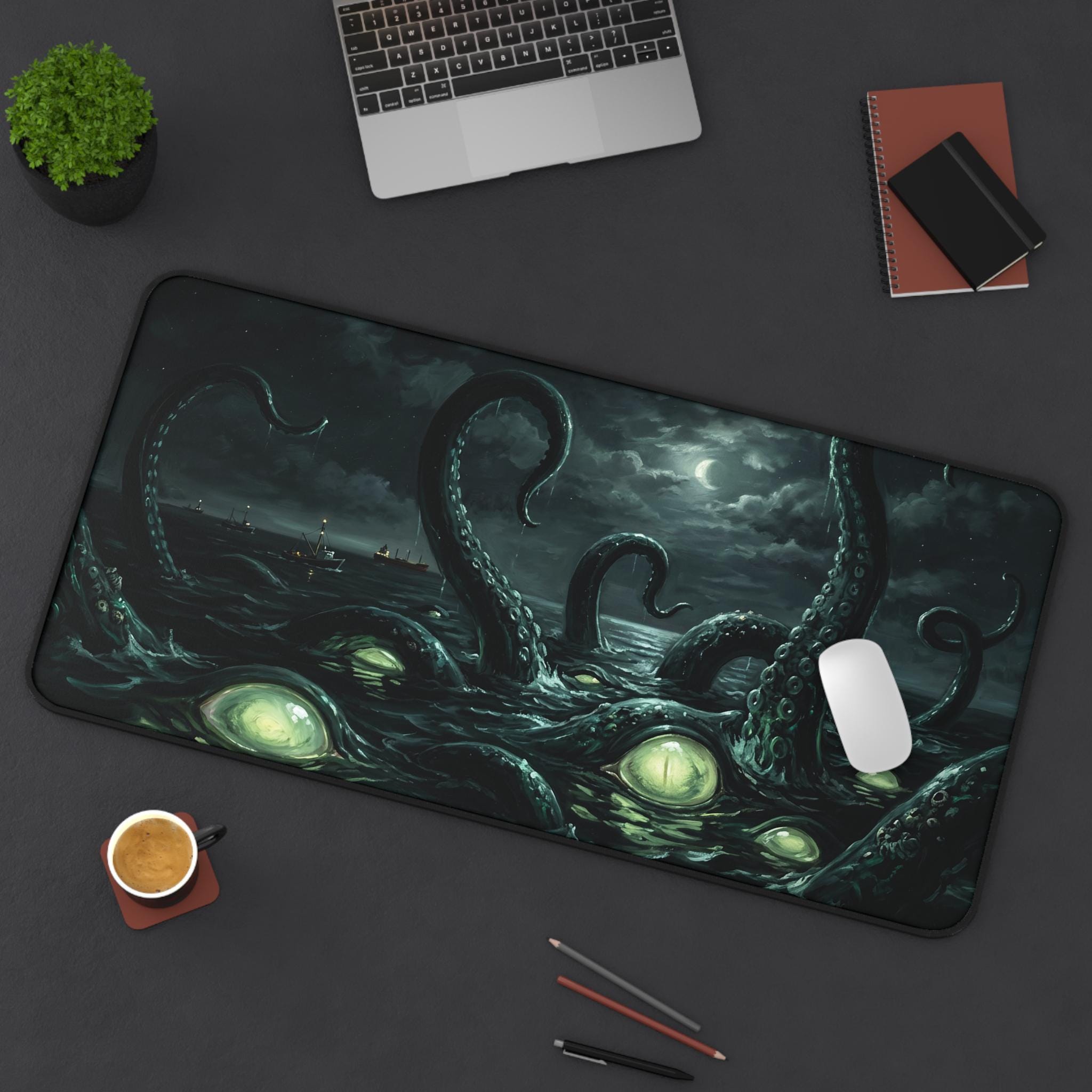 Kraken Tentacles Desk Mat, Ocean Monster Gaming Mousepad, Cosmic