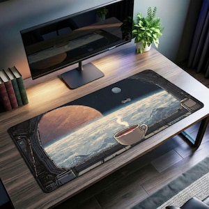 Schreibtischunterlage, futuristisches Schreibtischpad XL, Sci-Fi Mauspad, Schreibtischmatte, Geschenk für Gamer, Astronomie Schreibtischunterlage, Astronomie Schreibtischunterlage