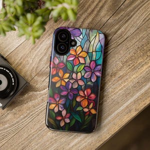 Colorful Floral Stained Glass Phone Case, Flower Mosaic Phone Case, iPhone 16 15 14 Case, Samsung Galaxy S25 S24 S23 Case, Pixel 9 8 7 Case