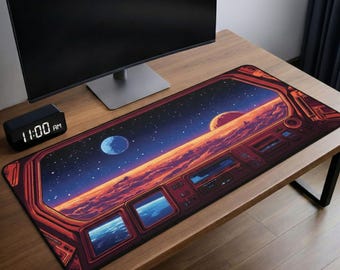 Space Desk Mat, Milky Way Galaxy Gaming Mouse Pad, Anime Style, Cosmic MousePad XXL, Cosmos Large Keyboard Mat, Astronaut Desk Accessories