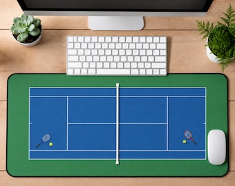 Tennis Desk Mat, Court Desk Pad, Large Mouse Pad, Keyboard Mat, Home Office Decor, Tennis Player Gift for Her, Sports Fan Gift