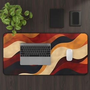 Wavy Desk Mat XL: Retro Abstract Computer Pad, Boho Office Decor - Etsy