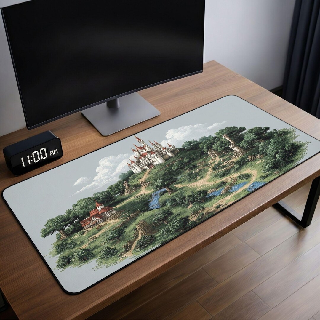 Fantasy Castle Desk Mat XL, Medieval Landscape Mousepad for Gaming ...