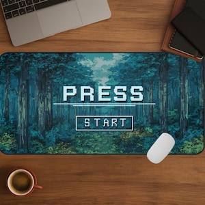 Pixel Art Desk Mat, Large Gaming Mouse Pad, 8 Bit Desk Pad XXL, Vintage Keyboard Mat, Gift for Gamers, Retro Desk Accessory Gaming Setup