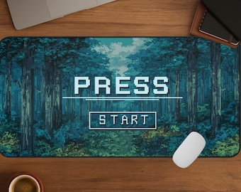 Pixel Art Gaming Schreibtischmatte, Retro Forest, große Tastaturunterlage