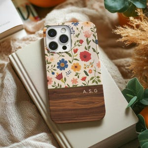 Custom Name Phone Case for iPhone 16 15 14, Samsung Galaxy S25 S24 S23, Pixel 9 8 7, Floral Personalized Phone Case, Monogram Phone Case