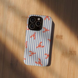 Lobster iPhone Case Fisherman Aesthetic Phone Cases Coastal iPhone 16 Case Cute Summer Phone Case Striped Nautical Protective Phone Cover