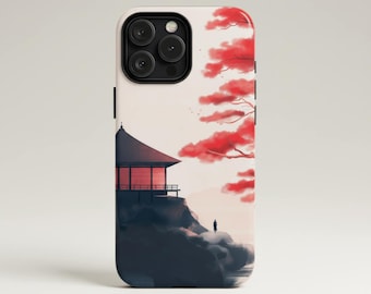 Japanese Phone Case Samurai for iPhone 17 16 15 14 Pro Max, Samsung Galaxy S25 S24 S23, Pixel 9 8 7, Unique Japan Landscape iPhone Case