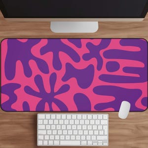 Custom Desk Mat Wavy Dopamine Decor Mouse Pad XL Artistic Personalized Desk Pad with Name Initials Monogram Computer Mat Office Decor