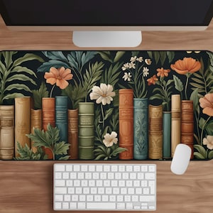 Tapete de escritorio con diseño floral: decoración de escritorio para amantes de la lectura, regalo para amantes de la lectura