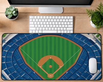 Baseball Desk Mat, Baseball Stadium Desk Pad, Large Mouse Pad, Keyboard Mat, Home Office Decor, Sports Fan Gift for Him, Coach Gift