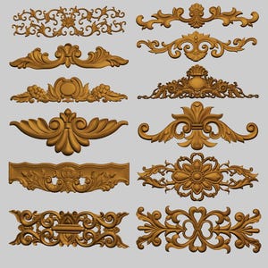 Decoratief gips, stucdecoratie, antiek klassiek 3D-gips, vintage kunst, houten panelen, gips, gouden decor, snijwerk, fbx ve max